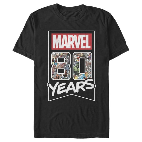 Men's Marvel 80 Years Logo  Graphic Tee Black X Large