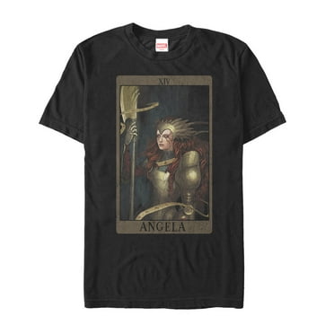Men's Marvel Angela Card  Graphic Tee Black Medium