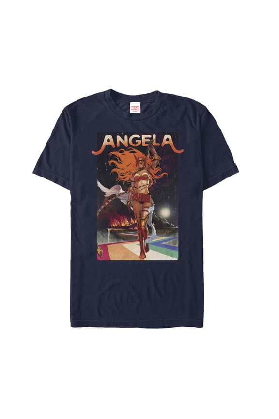 Men's Marvel Angela Path  Graphic Tee Navy Blue Medium