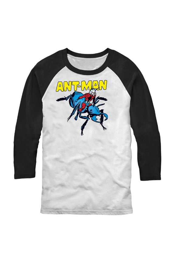 Men's Marvel Ant-Man Vintage Ant Rider Cartoon  Baseball Graphic Tee White/Black Large