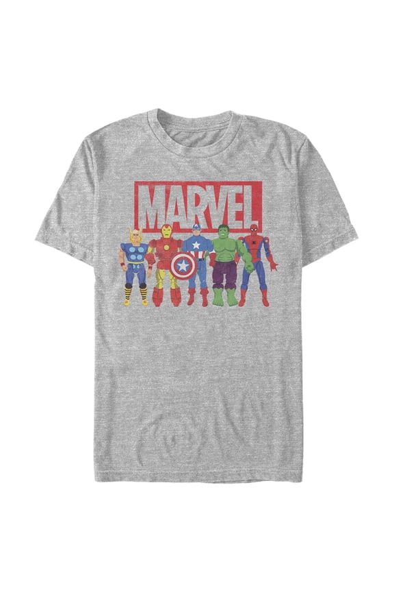 Men's Marvel Avenger Action Figures Graphic Tee Athletic Heather Large