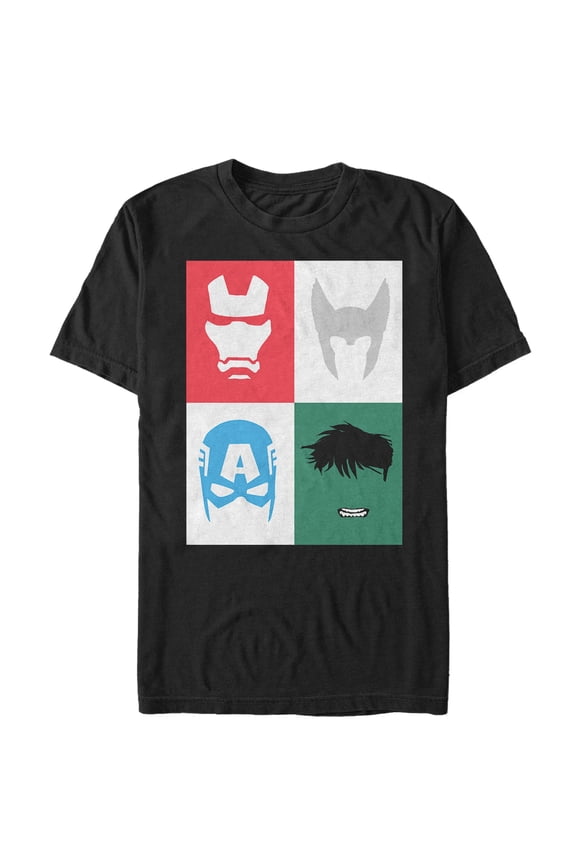 Men's Marvel Avenger Masks Graphic Tee Black Large