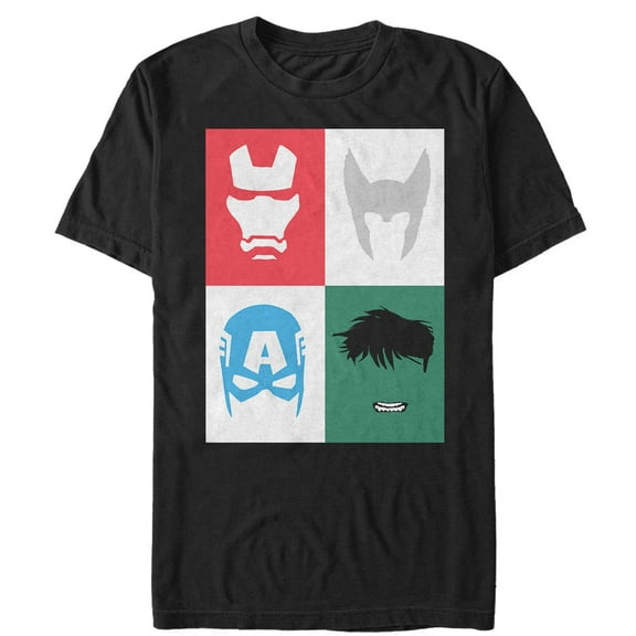 Men's Marvel Avenger Masks  Graphic Tee Black X Large