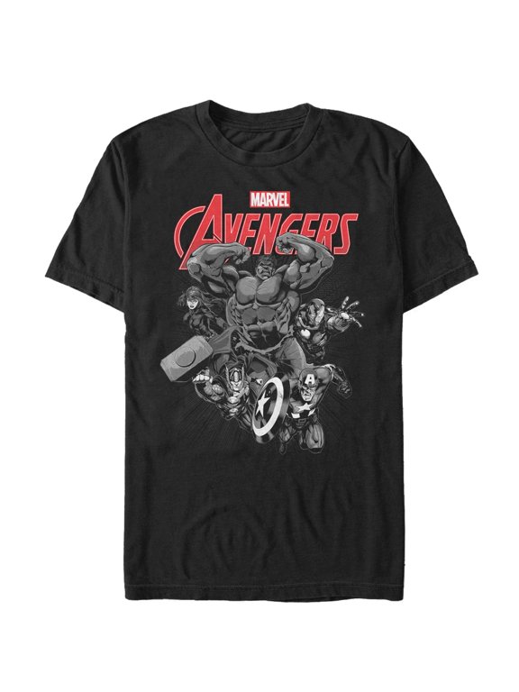 Men's Marvel Avengers Attack Grayscale Graphic Tee Black 2X Large