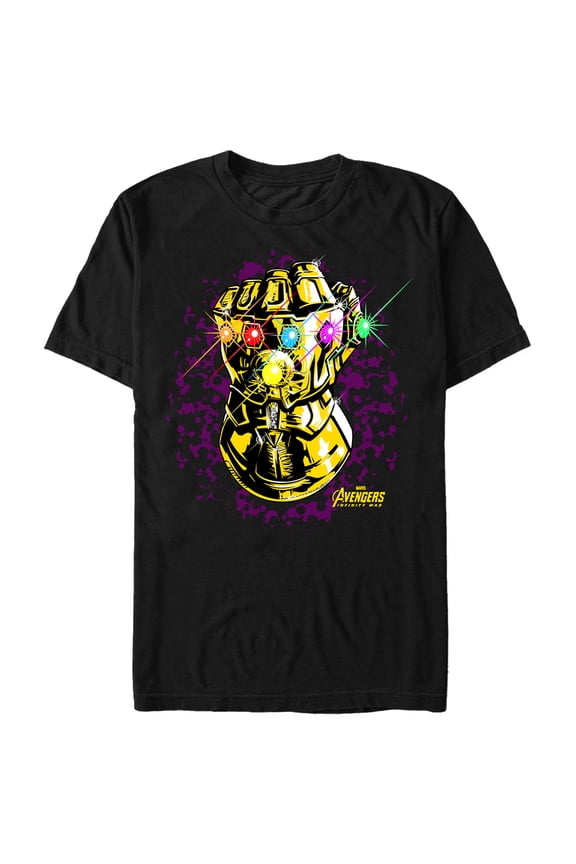 Men's Marvel Avengers: Avengers: Infinity War Gauntlet Sparkle Graphic Tee Black X Large
