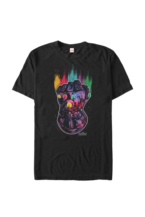 Men's Marvel Avengers: Avengers: Infinity War Rainbow Streak Gauntlet  Graphic Tee Black 2X Large