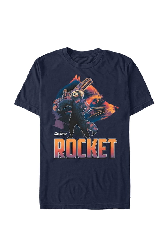 Men's Marvel Avengers: Avengers: Infinity War Rocket Portrait Graphic Tee Navy Blue Large