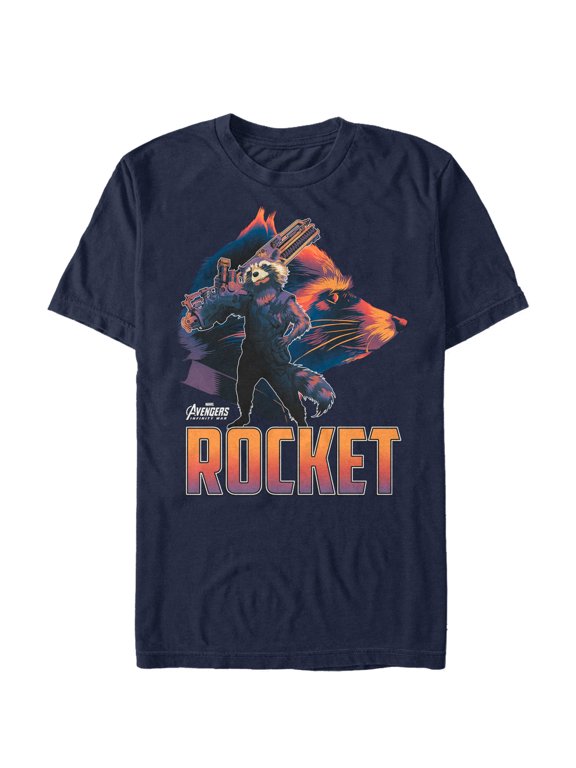 Men's Marvel Avengers: Avengers: Infinity War Rocket Portrait Graphic Tee Navy Blue Medium