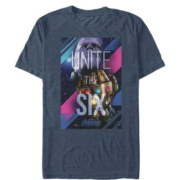 Men's Marvel Avengers: Avengers: Infinity War Unite the Six Graphic Tee Navy Blue Heather Large