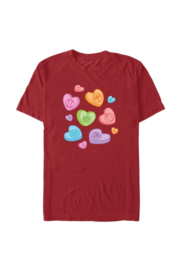 Men's Marvel Avengers Candy Hearts Graphic Tee Cardinal Large