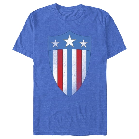 Men's Marvel Avengers Captain America USO Shield Graphic Tee Royal Blue Heather X Large