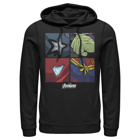 Men's Marvel Avengers Emblem 4 Panel Pull Over Hoodie Black X Large