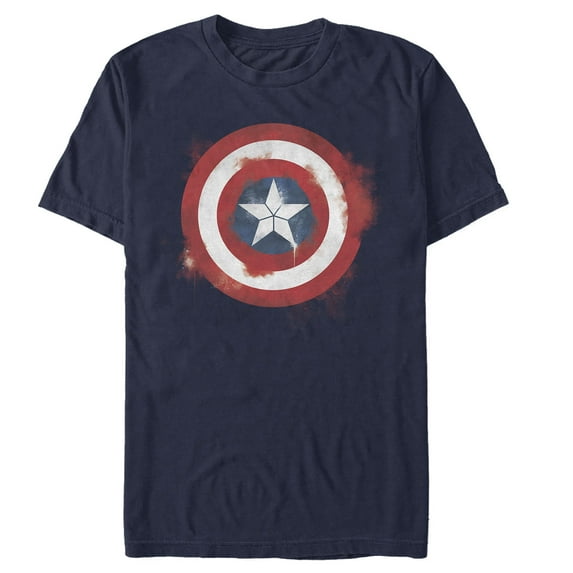 Men's Marvel Avengers: Endgame Cap Smudged Shield Graphic Tee Navy Blue Small