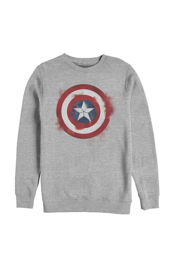Men's Marvel Avengers: Endgame Cap Smudged Shield Sweatshirt Athletic Heather Medium