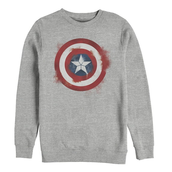 Men's Marvel Avengers: Endgame Cap Smudged Shield Sweatshirt Athletic Heather Medium