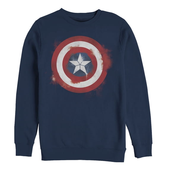 Men's Marvel Avengers: Endgame Cap Smudged Shield Sweatshirt Navy Blue Large