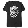 thumbnail image 1 of Men's Marvel Avengers: Endgame Captain America I Am Worthy Mjolnir Shield  Graphic Tee Black Small, 1 of 4