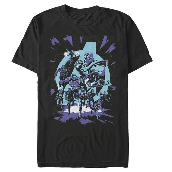 Men's Marvel Avengers: Endgame Galactic Battle Cartoon  Graphic Tee Black 2X Large
