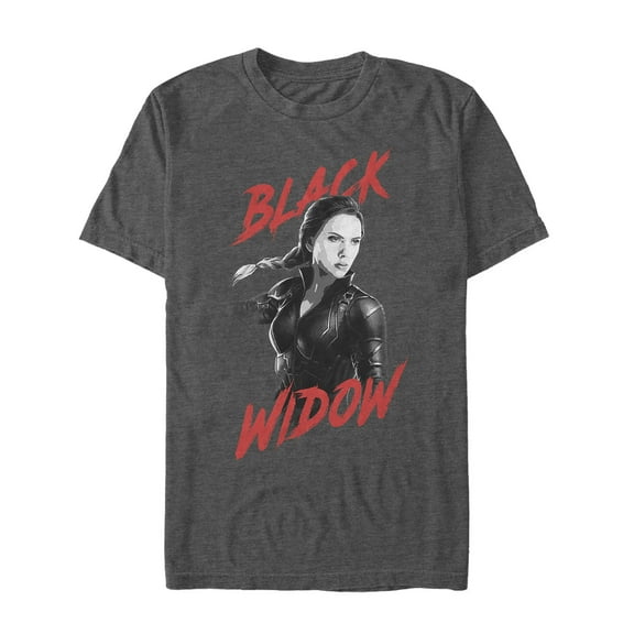 Men's Marvel Avengers: Endgame Grey Grayscale Black Widow Graphic Tee Charcoal Heather 3X Large
