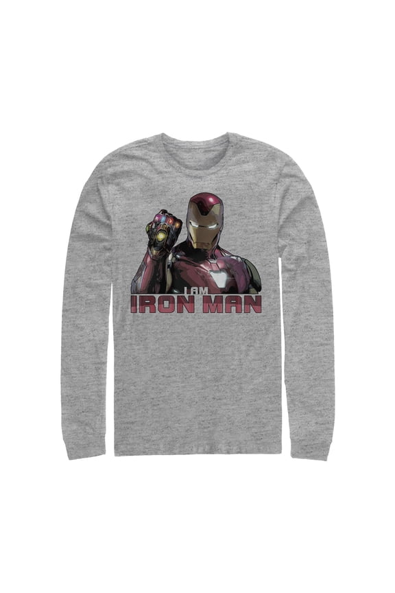Men's Marvel Avengers: Endgame I Am Iron Man  Long Sleeve Shirt Athletic Heather Small