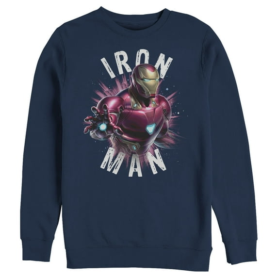Men's Marvel Avengers: Endgame Iron Man Space Poster Sweatshirt Navy Blue X Large