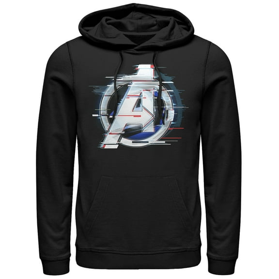 Men's Marvel Avengers: Endgame Logo Glitch  Pull Over Hoodie Black Medium