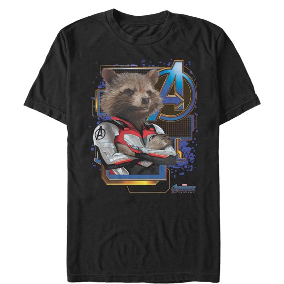 Men's Marvel Avengers: Endgame Rocket Digital Frame Graphic Tee Black Medium