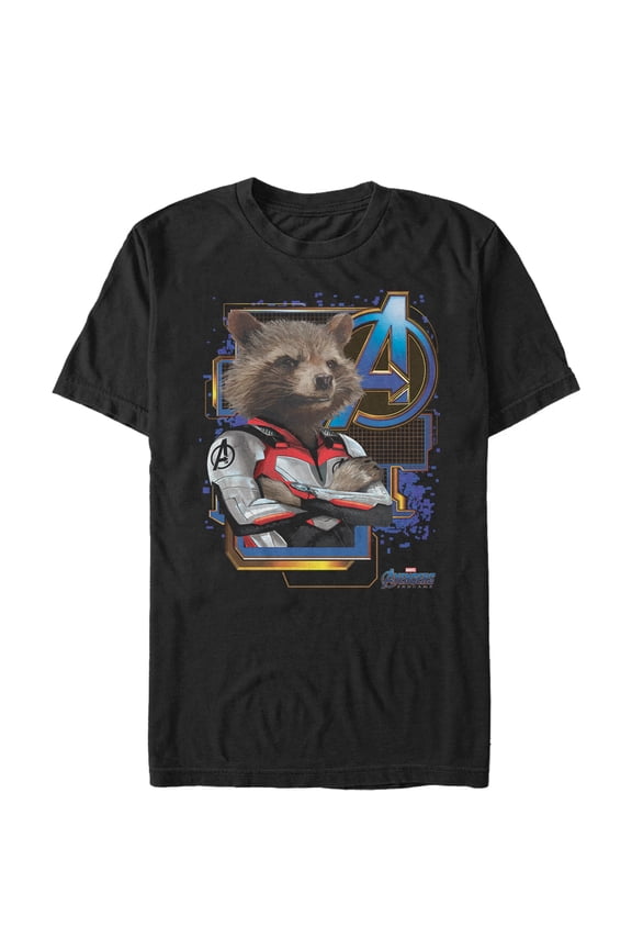 Men's Marvel Avengers: Endgame Rocket Digital Frame Graphic Tee Black Medium