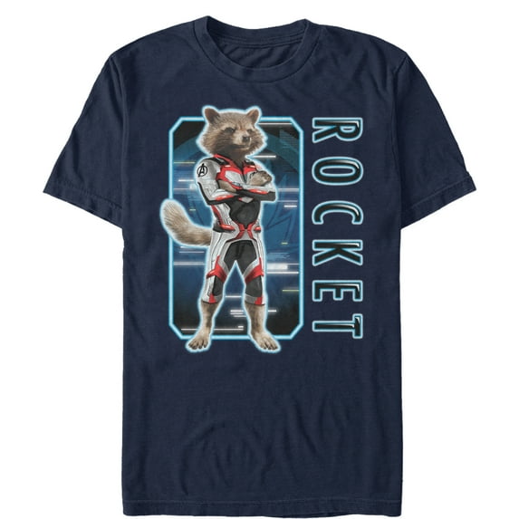 Men's Marvel Avengers: Endgame Rocket Tech Frame Graphic Tee Navy Blue X Large