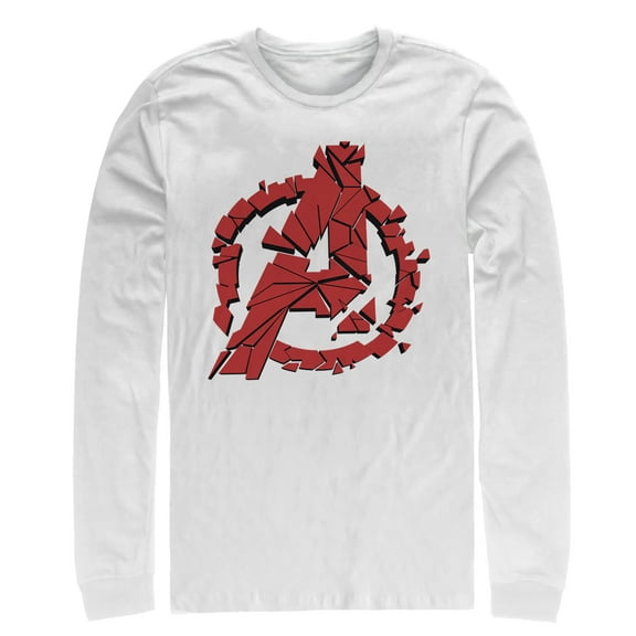 Men's Marvel Avengers: Endgame Shatter Logo  Long Sleeve Shirt White Small