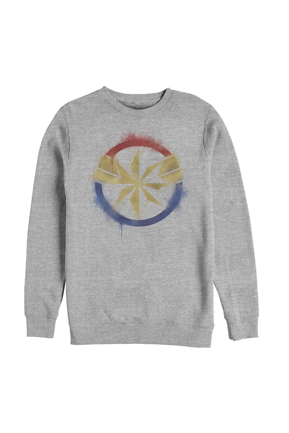 Men's Marvel Avengers: Endgame Smudged Captain Marvel Sweatshirt Athletic Heather Large