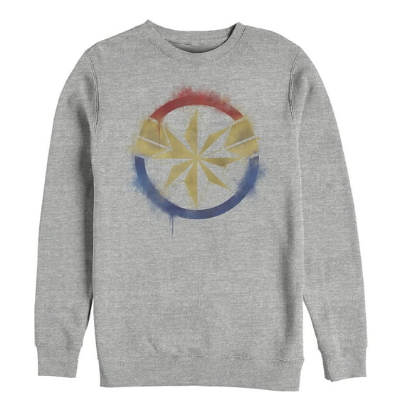 Men's Marvel Avengers: Endgame Smudged Captain Marvel  Sweatshirt Athletic Heather Medium