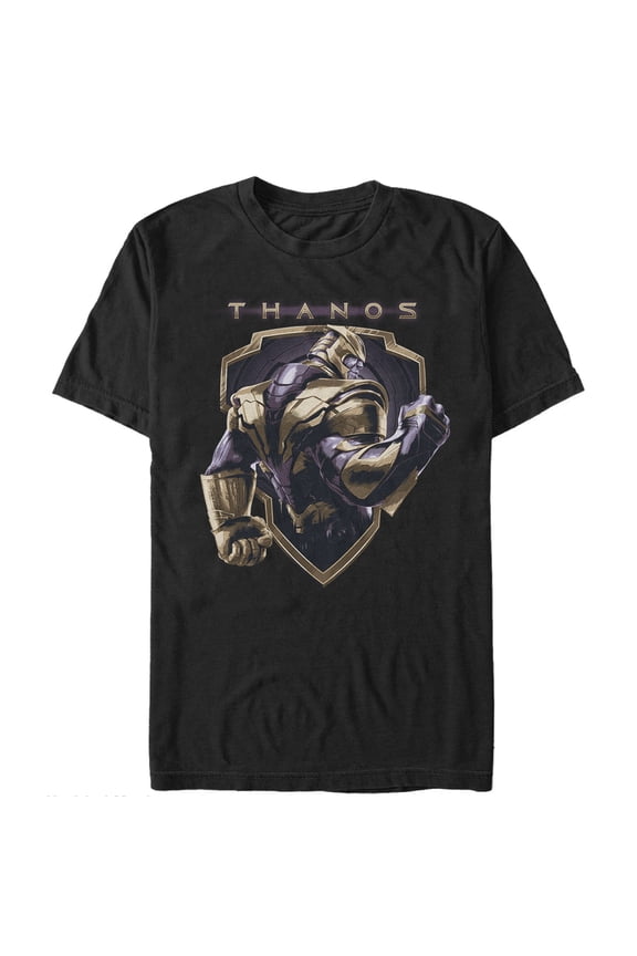 Men's Marvel Avengers: Endgame Thanos Classic Shield Graphic Tee Black Large