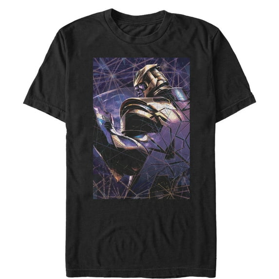 Men's Marvel Avengers: Endgame Thanos Shattered Glass Graphic Tee Black Medium