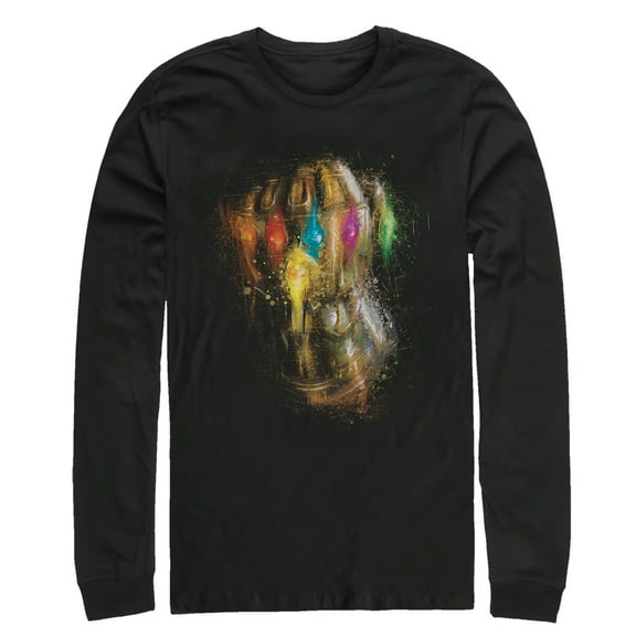 Men's Marvel Avengers: Endgame Thanos Spray Paint Glove  Long Sleeve Shirt Black Large