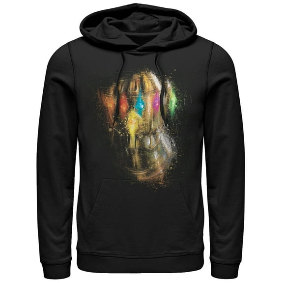 Men's Marvel Avengers: Endgame Thanos Spray Paint Glove  Pull Over Hoodie Black Small