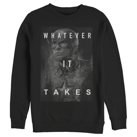 Men's Marvel Avengers: Endgame Whatever It Takes Captain America Sweatshirt Black 2X Large