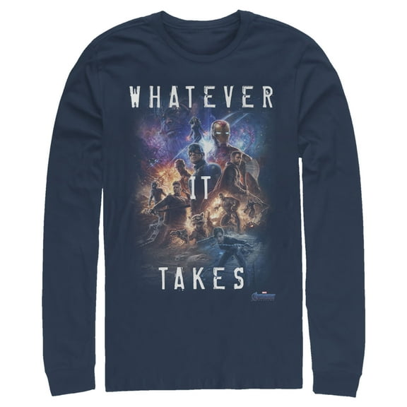 Men's Marvel Avengers: Endgame Whatever It Takes Poster Long Sleeve Shirt Navy Blue 2X Large