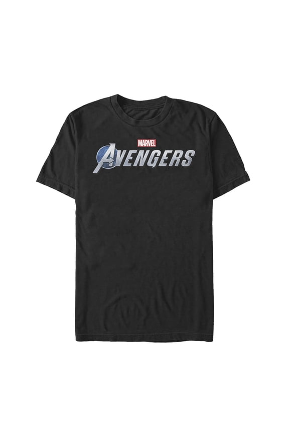 Men's Marvel Avengers Game Text Logo Graphic Tee Black Small
