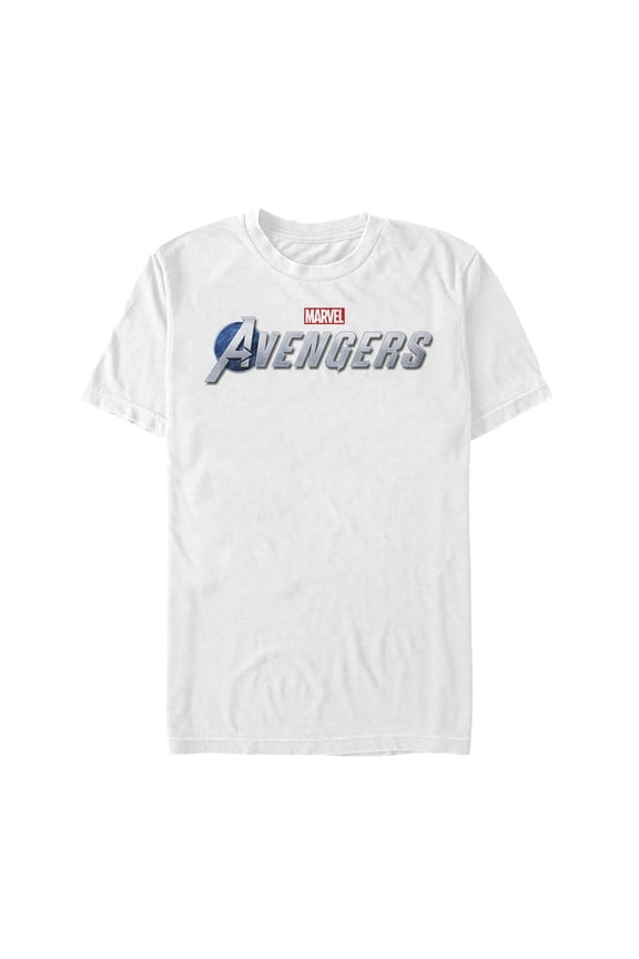 Men's Marvel Avengers Game Text Logo  Graphic Tee White Large