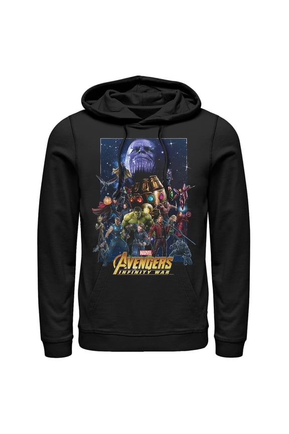 Men's Marvel Avengers: Infinity War Character Collage  Pull Over Hoodie Black 3X Large