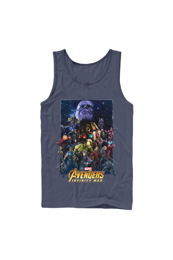 Men's Marvel Avengers: Infinity War Character Collage  Tank Top Navy Blue 2X Large
