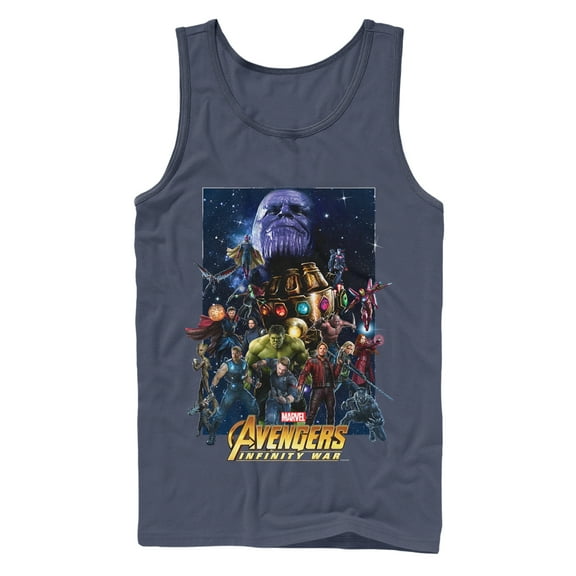 Men's Marvel Avengers: Infinity War Character Collage  Tank Top Navy Blue Large