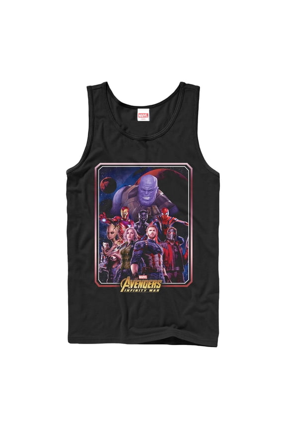 Men's Marvel Avengers: Infinity War Character Frame Tank Top Black Small