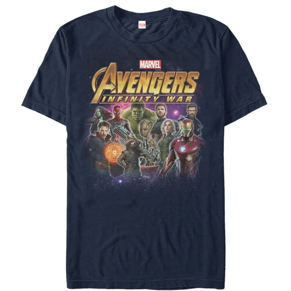 Men's Marvel Avengers: Infinity War Character Shot  Graphic Tee Navy Blue Large