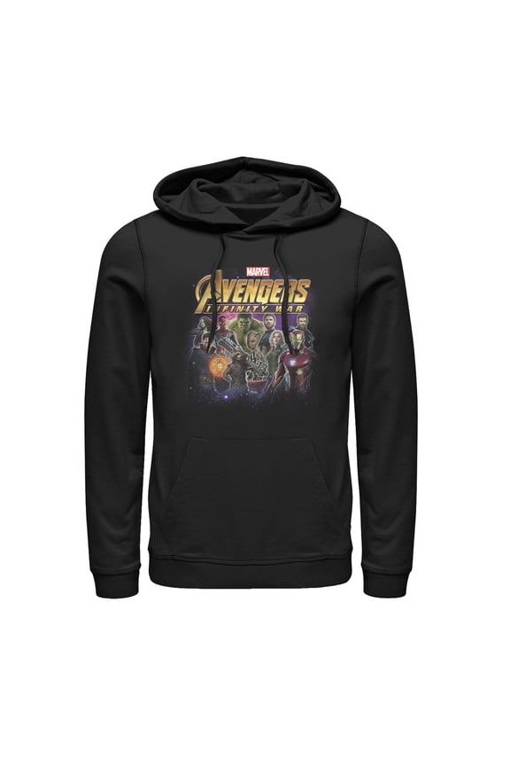 Men's Marvel Avengers: Infinity War Character Shot Pull Over Hoodie Black Large