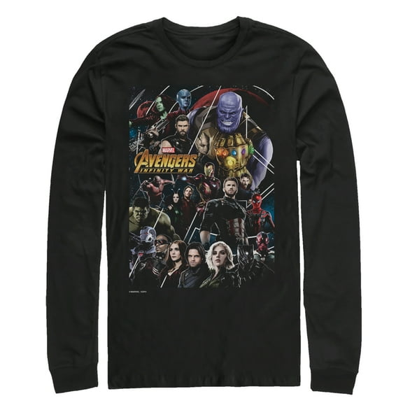 Men's Marvel Avengers: Infinity War Character View  Long Sleeve Shirt Black Large