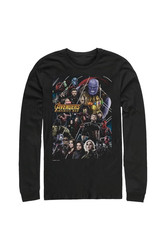 Men's Marvel Avengers: Infinity War Character View  Long Sleeve Shirt Black Medium