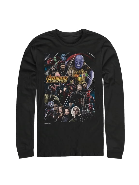 Men's Marvel Avengers: Infinity War Character View Long Sleeve Shirt Black Medium