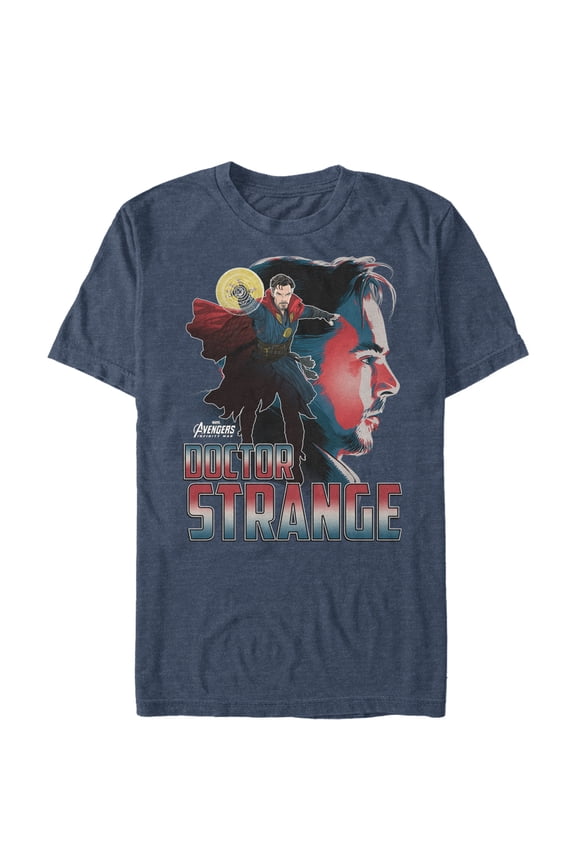 Men's Marvel Avengers: Infinity War Doctor Strange Portrait Graphic Tee Navy Blue Heather Medium